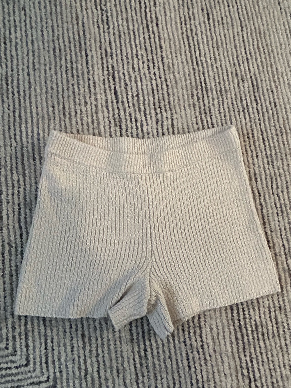 FP Beach Free People Beige Ribbed Knit Shorts Stretch Pull on Size Small